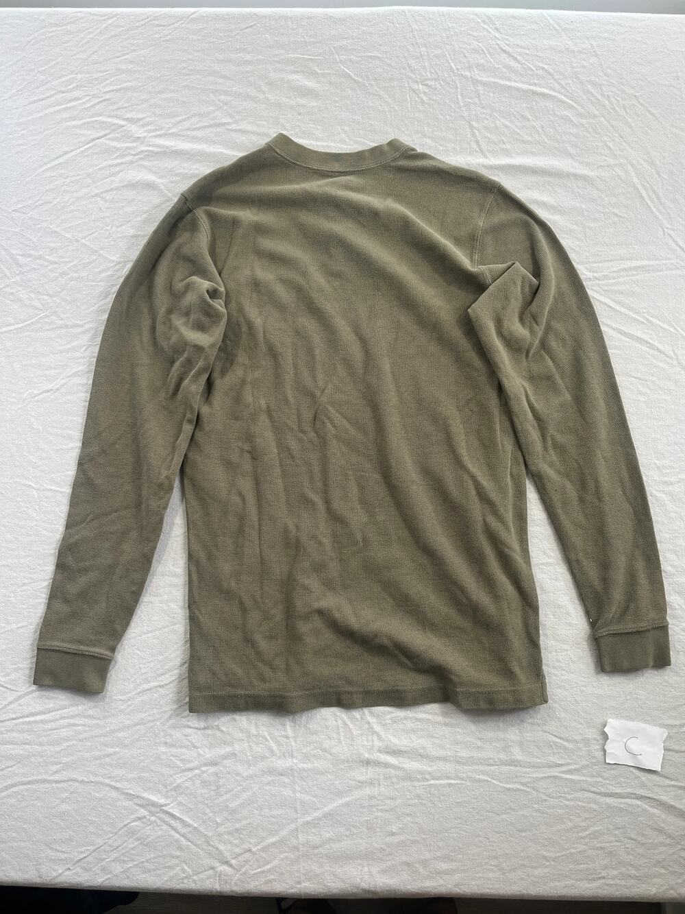 Carhartt Waffle Knit Thermal Henley Shirt Size S Olive Army Green Long Sleeve